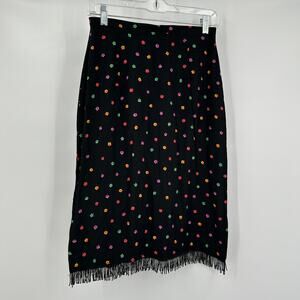 Central Falls Womens Size 4‎ Vintage Floral Skirt Beaded Fringe Hem Boho Artsy